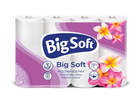 Big Soft Keukenrol 3-Laags | 4 Rollen x 45 Vellen | Sterk en Absorberend