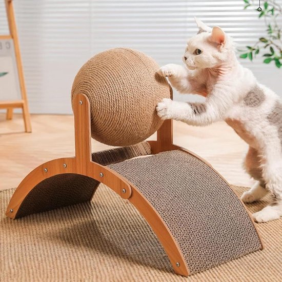 Natuurlijke Sisal Krabplank met Bal – Krasplank voor Katten – 36 x 25 x 20 cm