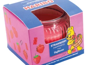 Haribo Geurkaars Aardbei 85 g | Geurkaars in Glas | Strawberry Happiness