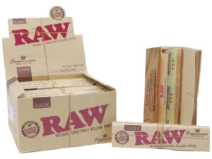 RAW Kingsize Slim Vloei + Tips | Doos met 24 Pakjes | 32 Vloeitjes per Pakje