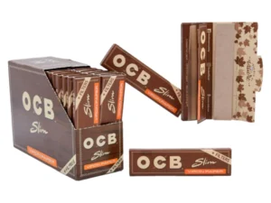 OCB Virgin Unbleached Kingsize Slim + Tips | Doos met 32 Pakjes | 32 Vloeitjes & 32 Tips per Pakje