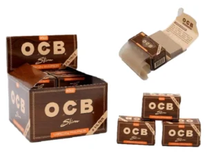 OCB Virgin Slim Rolls + Filters | Display met 16 Verpakkingen | Ongebleekt Ultra Dun Papier