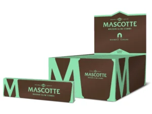 Mascotte Brown Slim Combi | Ongebleekte Slim Vloei & Filtertips | Alles-in-één Verpakking