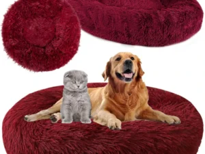 Pluche Hondenkussen & Kattenmand Rond | 100 cm | Zacht & Warm | Bordeauxrood