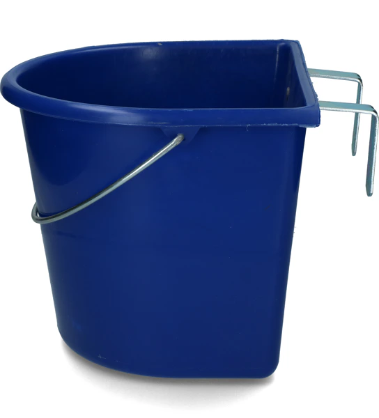 VPlast Voerbak met Ophanghaken & Hengsel | 15 Liter | Blauw | Voer- en Drinkbak voor Paarden & Boerderijdieren