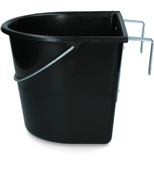 VPlast Voerbak met Ophanghaken & Hengsel | 15 Liter | Zwart | Voer- en Drinkbak voor Paarden & Boerderijdieren