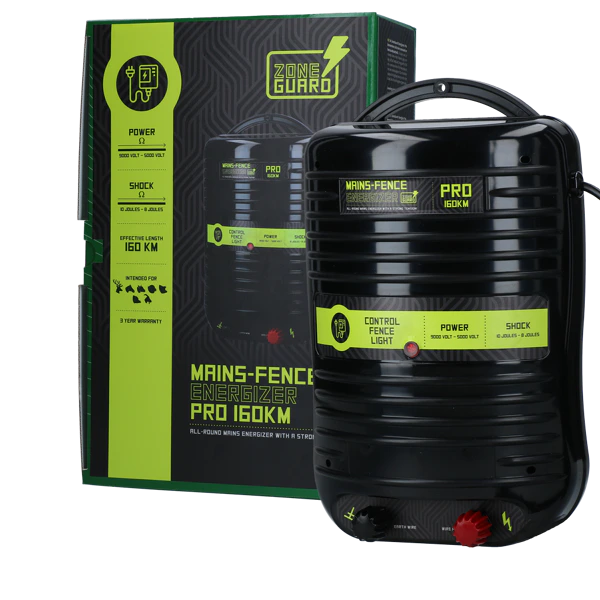 ZoneGuard Energizer Pro | 160 km | Elektrisch Afrasteringsapparaat | Lichtnet | Voor Vee, Huisdieren & Wild